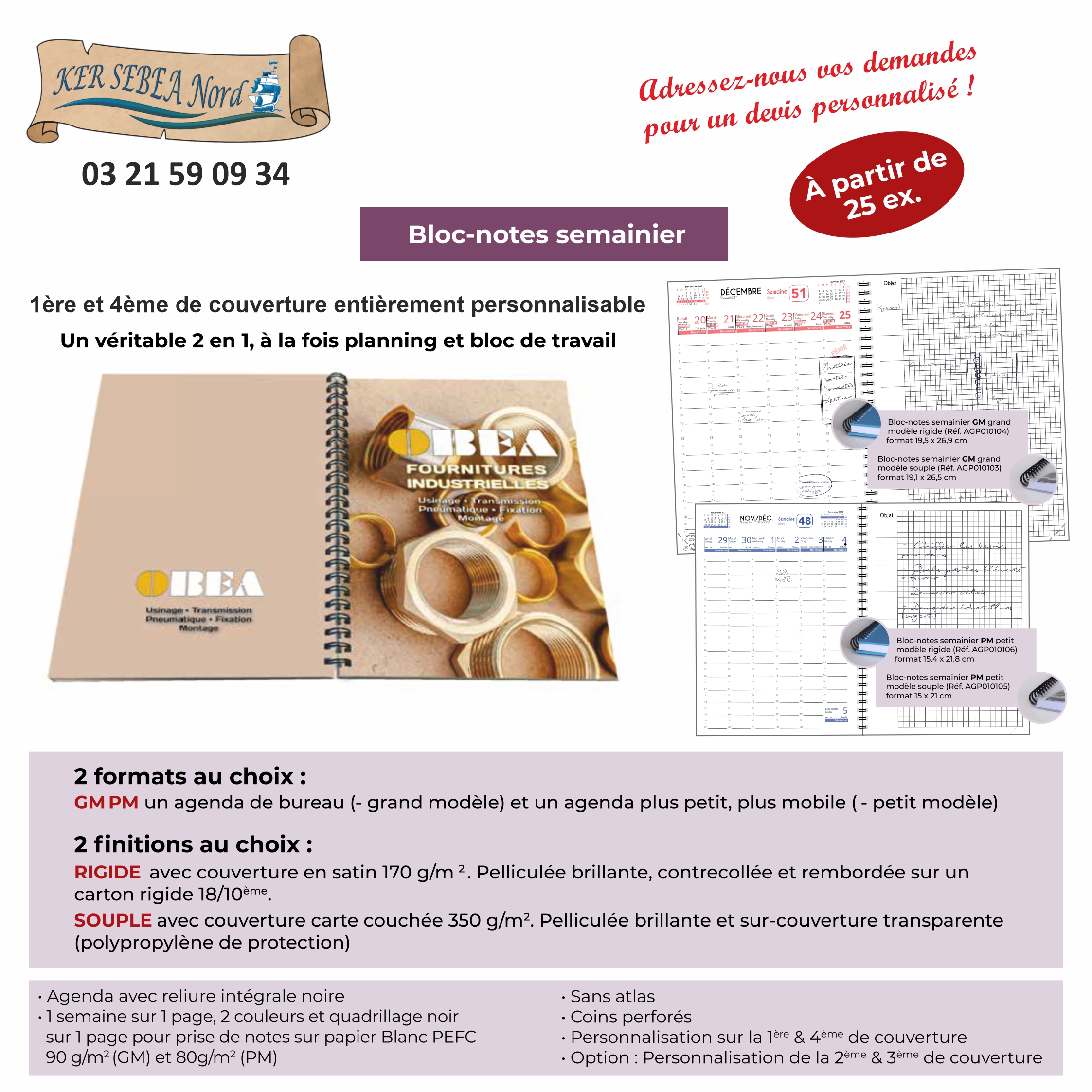 Bloc notes et semainier